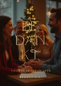 Zakelijke bedankkaart grote foto transparant met goudfolie