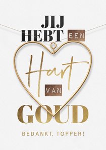 Zakelijke bedankkaart hart van goud stijlvol typografisch