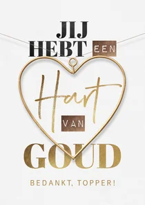 Zakelijke bedankkaart hart van goud stijlvol typografisch