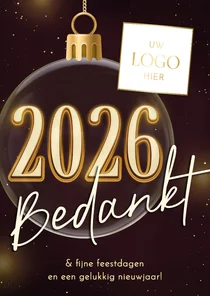 Zakelijke kerst paars kerstbal 2026 logo bedankt