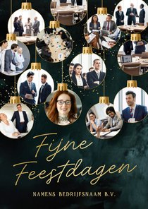 Zakelijke kerstkaart 13 kerstballen met foto stijlvol