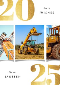 Zakelijke kerstkaart 2025 best wishes goudlook met 3 foto's