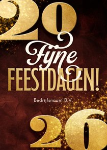 Zakelijke kerstkaart 2026 goudlook met sterren rood