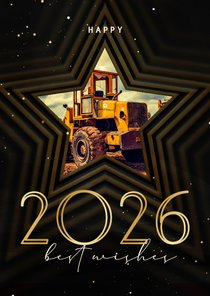 Zakelijke kerstkaart 2026 met foto en ster op achtergrond