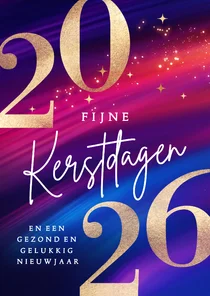 Zakelijke kerstkaart 2026 met modern goud rood blauw