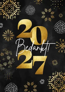 Zakelijke kerstkaart 2027 bedankt vuurwerk goud hip