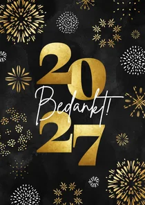 Zakelijke kerstkaart 2027 bedankt vuurwerk goud hip