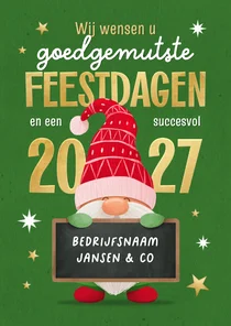 Zakelijke kerstkaart 2027 goedgemutst gnome feestdagen