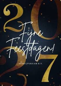 Zakelijke kerstkaart 2027 goud met sterren fijne feestdagen