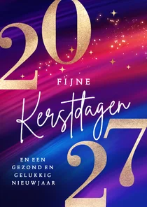 Zakelijke kerstkaart 2027 met modern goud rood blauw