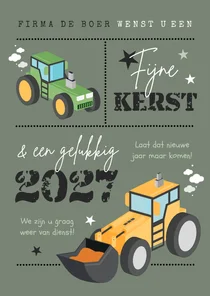 Zakelijke kerstkaart agrarisch tractor graafmachine