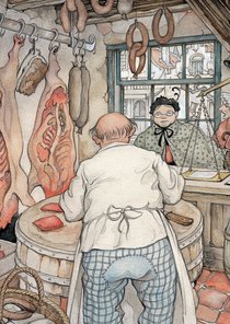 Zakelijke kerstkaart Anton Pieck slagerij