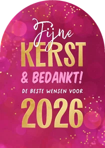 Zakelijke kerstkaart bedankt 2026 goud roze kerst boogvorm
