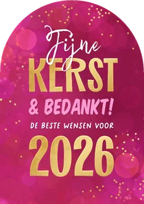 Zakelijke kerstkaart bedankt 2027 goud roze kerst boogvorm