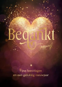 Zakelijke kerstkaart bedankt hart goud stijlvol sterretjes