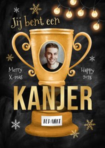 Zakelijke kerstkaart bedankt kanjer medewerker beker