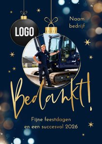 Zakelijke kerstkaart bedankt logo kerstbal sprankelend ster