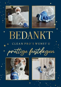 Zakelijke kerstkaart bedankt schoonmaak fotocollage sterren