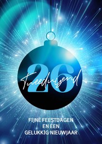 Zakelijke kerstkaart blauwe kerstbal op sterren licht