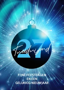 Zakelijke kerstkaart blauwe kerstbal op sterren licht