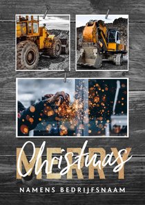 Zakelijke kerstkaart bouw hout stoer fotocollage