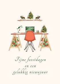 Zakelijke kerstkaart bureau in kerstsfeer