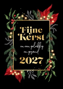Zakelijke kerstkaart chique stijlvol bladeren goud kerst