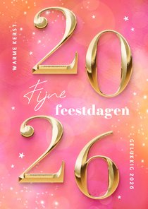 Zakelijke kerstkaart cijfers 2026 goud roze sprankelend