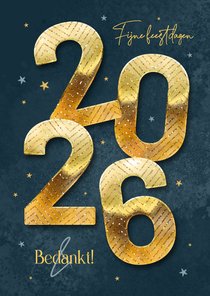 Zakelijke kerstkaart fijne feestdagen 2026 goud sterren