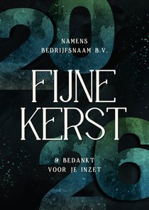 Zakelijke kerstkaart fijne kerst blauw groen 2026 