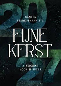 Zakelijke kerstkaart fijne kerst blauw groen 2027