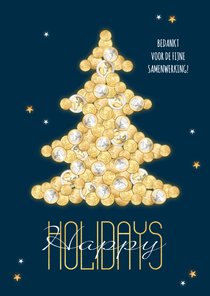 Zakelijke kerstkaart financieel geld kerstboom goud sterren