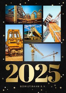 Zakelijke kerstkaart fotocollage met gouden 2025 en sterren