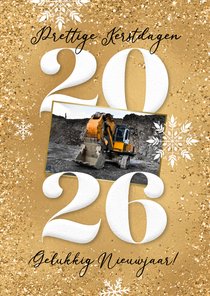 Zakelijke kerstkaart goud 2026 sneeuw foto