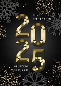 Zakelijke kerstkaart gouden 2025 spetters & sneeuwvlokken