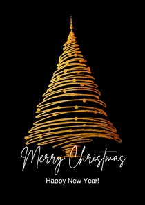 Zakelijke kerstkaart gouden kerstboom en kerstballen