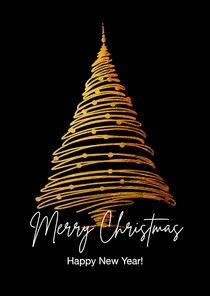 Zakelijke kerstkaart gouden kerstboom en kerstballen
