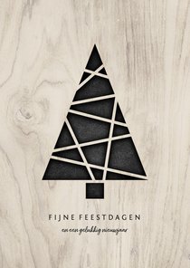 Zakelijke kerstkaart houtlook met kerstboom