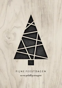 Zakelijke kerstkaart houtlook met kerstboom