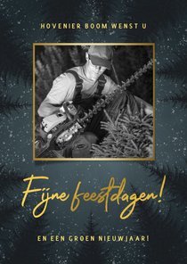Zakelijke kerstkaart hovenier branche bomen, foto en sterren