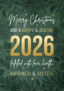 Zakelijke kerstkaart internationaal groen botanisch goud