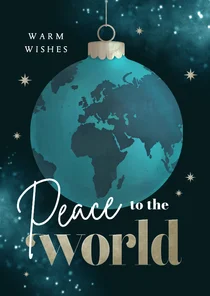 Zakelijke kerstkaart internationaal wereld kerstbal vrede
