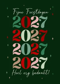 Zakelijke kerstkaart jaartallen typografisch kleurrijk