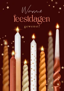 Zakelijke kerstkaart kaarsen lichtpuntjes bedankt feestdagen