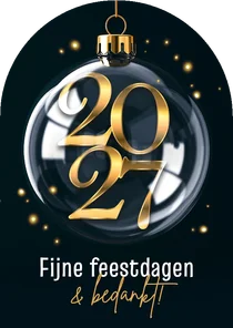 Zakelijke kerstkaart kerstbal 2027 goud origineel