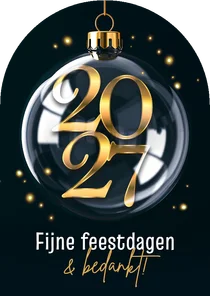 Zakelijke kerstkaart kerstbal 2027 goud origineel
