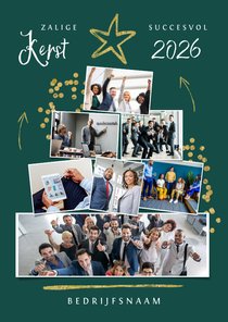Zakelijke kerstkaart kerstboom fotocollage confetti goud