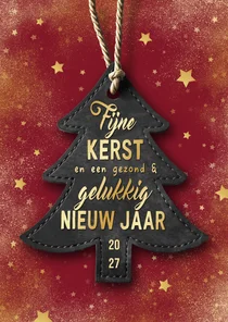 Zakelijke kerstkaart kerstboom label goud sterren beste wens