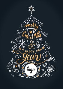 Zakelijke kerstkaart kerstboom met logo