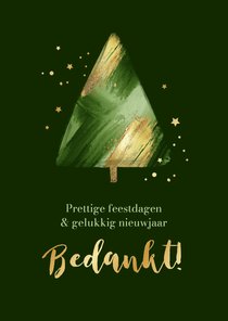 Zakelijke kerstkaart kerstboom verf abstract goud bedankt